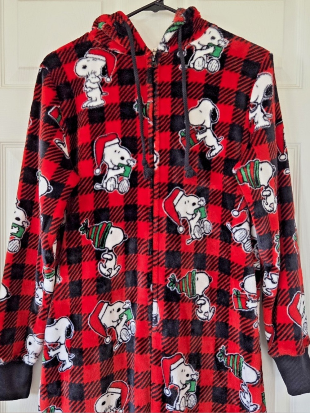Snoopy Holiday Plaid Hooded Onesie
